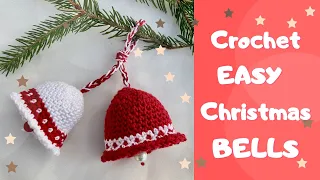 Crochet CHRISTMAS BELLS, mini easy Christmas decoration, BELLS for beginners + FREE written pattern
