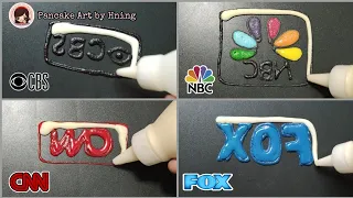 TV Network logo pancake art - CBS, NBC, CNN, FOX