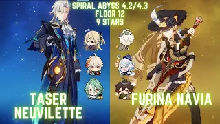 Neuvillette and Navia - Genshin Impact 4.2/4.3 - Spiral Abyss Floor 12 9 Stars