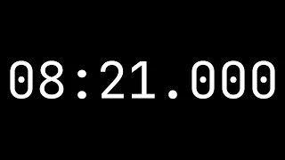 Countdown timer 8 minutes, 21 seconds [08:21.000] - White on black with milliseconds