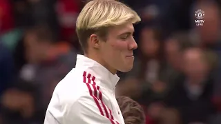 Rasmus Højlund unveiled at Old Trafford