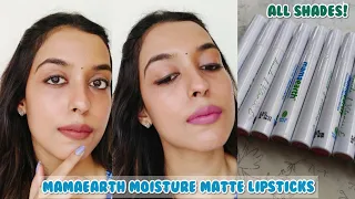 *NEW* MAMAEARTH MOISTURE MATTE LIPSTICKS I ALL SHADES I QUICK REVIEW + SWATCHES I SHREYA JAIN