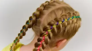How To: 5 Strand Ribbon Dutch/French Braid. Hairstyle with Ribbon #2