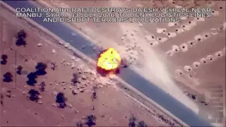 ISIS Truck Gets Clocked By Guided Bomb And Tree