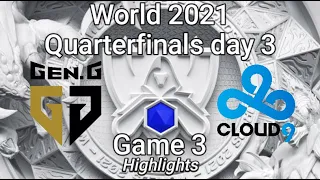 GEN vs C9 Game 3 Highlights | Quarterfinals Day 4 | Worlds 2021