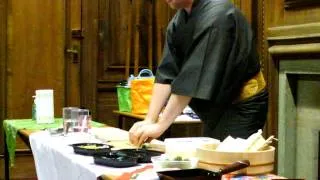 Mike giving sushi making demonstration