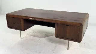 Vladimir Kagan Style Gianni Walnut and Lucite Executive Desk