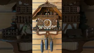 Anton Schneider 8 days chalet cuckoo clock with angler and ducklings. Water wheels with dancers 👯