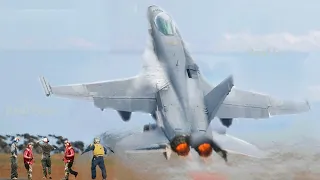 Ukrainian FA-18 Hornets pilot Emergency Takeoff at Starokostiantyniv Air Base