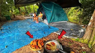 AMANHECE EM NOSSO ACAMPAMENTO PESCAMOS E FIZEMOS CAFÉ DA MANHÃ DELICIOSO NA BEIRA DO RIO