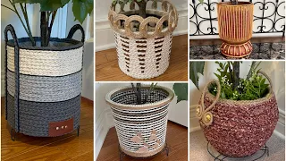 5 Diy Plant Basket/ Diy Planter/ Diy Rope Basket/ سبت يدوي