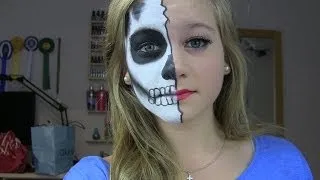 Half Glamour Half Skull Halloween tutorial!