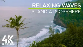 Soothing Sound of Ocean Waves for Stress Relief & Rest - 4K Relaxing Ocean View with Palm Trees