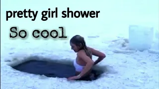 woow pretty girl shower ice [ watch video]