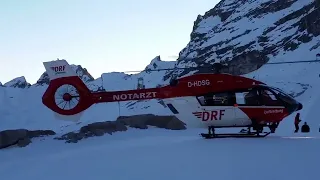 DRF Notarzt Airbus H145 takeoff at Zugspitze, Bavarian Alps