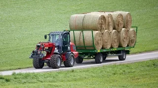 Weidemann – Teleskopradlader 5080T Rundballen laden & Straßenfahrt mit Hänger