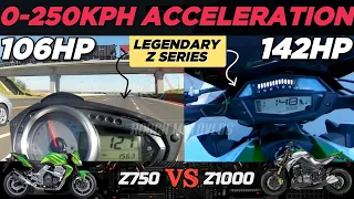 Kawasaki Z750 🆚️ Kawasaki Z1000 | 0-250Kph Acceleration | Top Speed Attempt 🔥