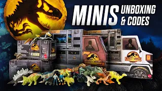 UNBOXING & CODES for Jurassic World Dominion Minis by Mattel — New 2022 Toys / collectjurassic.com