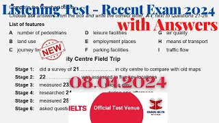 IELTS Listening Actual Test 2024 with Answers | 08.01.2024