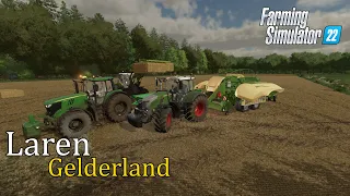 Farming Simulator 22 Laren Gelderland Kalfjes + spiegel mod Balen maken en opladen met de shovel NL