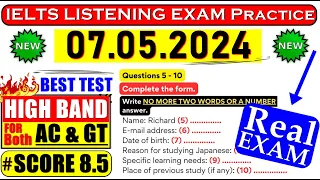 IELTS LISTENING PRACTICE TEST 2024 WITH ANSWERS | 07.05.2024