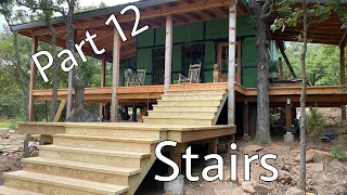 Building A HUGE Porch | Finishing the stairs | DIY Debt Free Cabin Build