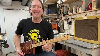 Cigar Box Guitar D-A-D tuning and how to play Nutbush City Limits by Tina Turner with Mike Snowden