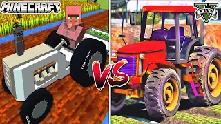GTA 5 TRACTOR VS MINECRAFT TRACTOR Battle : WHICH IS BEST?