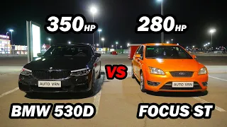 КТО БЫСТРЕЕ? ДИЗЕЛЬНАЯ BMW или ТУРБО ХЭТЧБЕК!!! BMW G30 530D Stage 1 vs FORD FOCUS ST Stage 2 ГОНКА!