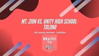 5/1/2024 Mt. Zion Varsity Softball vs. Unity High School-Tolono