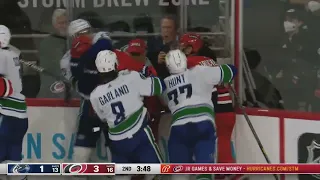 Scrum Ensues After Andrei Svechnikov Hits Conor Garland