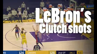 LeBron James' THREE CLUTCH SHOTS in Double Overtime Thriller vs Detroit Pistons | February 6, 2021