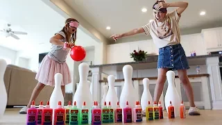 Blindfolded GIANT Bowling Slime PRANK Challenge!! | JKrew