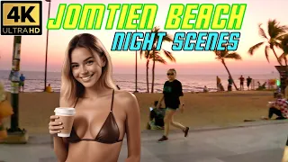 Jomtien Beach Road and Rompho Jr Night Drive   2024 February Pattaya Thailand