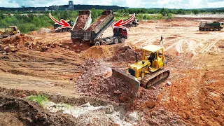 EP87.Final Update! Complete 100% Active Land Reclamation Process by Dozers & Assistant Dump Trucks