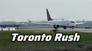 Toronto Pearson Airport Rush Time - Runway 23 - Ft. Air Canada A330, B737, Dash 8 and Eva Air B 777