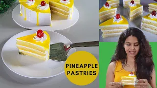 EGGLESS PINEAPPLE PASTRY |  EGGLESS VANILLA SPONGE WITHOUT BUTTER  & CONDENSED MILK |PINEAPPLE CAKE