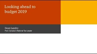 PwC's 2019 Federal Budget Predictions