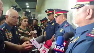 Active cops included in drug matrix face CPNP DG Oscar Albayalde in Camp Crame