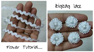 DIY Zigzag Lace Flower Tutorial : Very Easy n Fast....