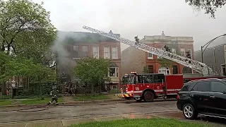 Chicago fire department in action:house fire