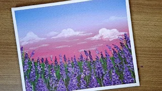 Easy Way To Paint Lavender Flowers/Easy Landscape Painting/ Swab Art/How To Draw Lavender Flowers