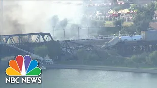 Aerials Show Crews Responding To Massive Fire, Train Derailment In Tempe, Ariz. | NBC News NOW