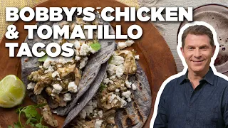 Bobby Flay's Shredded Chicken and Tomatillo Tacos | Boy Meets Grill | Food Network