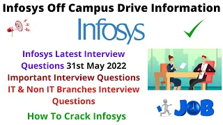 Infosys latest May 31st 2022 Interviews Questions | How to crack Infosys| IT & NON-IT Interview Ques