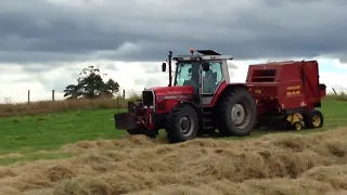 Massey Ferguson with Newholand 644 Round Baler