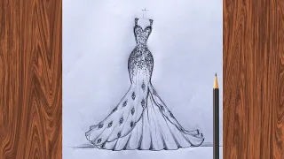 Dress drawing | Dress sketching | Dress art 👗