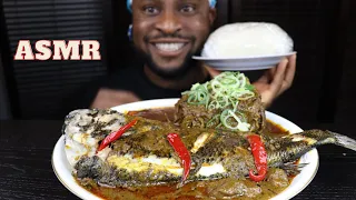 Mukbang Asmr Tilipia Fish,Oxtail Palmnut Soup & Pounded Yam.Finally! Back in Japan.