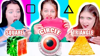 ASMR Square VS Triangle VS Circle Mukbang Food Challenge