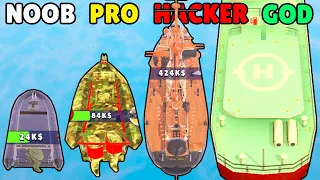 NOOB vs PRO vs HACKER vs GOD in Boat Evolution